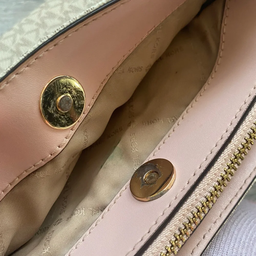 Michael Kors Pink and Cream Crossbody Bag